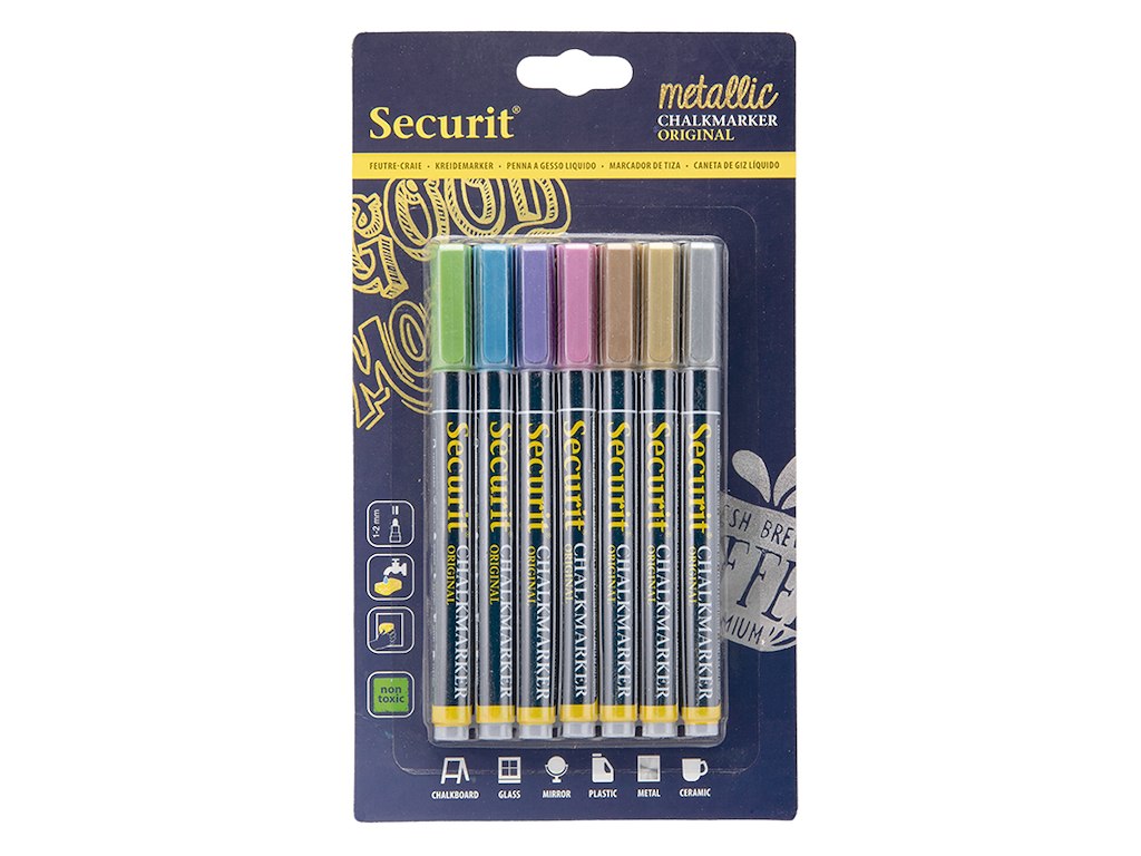 Marker 7 pcs ass. Metallic 1-2 mm for board