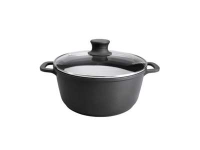 Pot, aluminum black with glass lid 4.5 l
