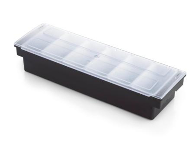Container with 6 compartments and lid black