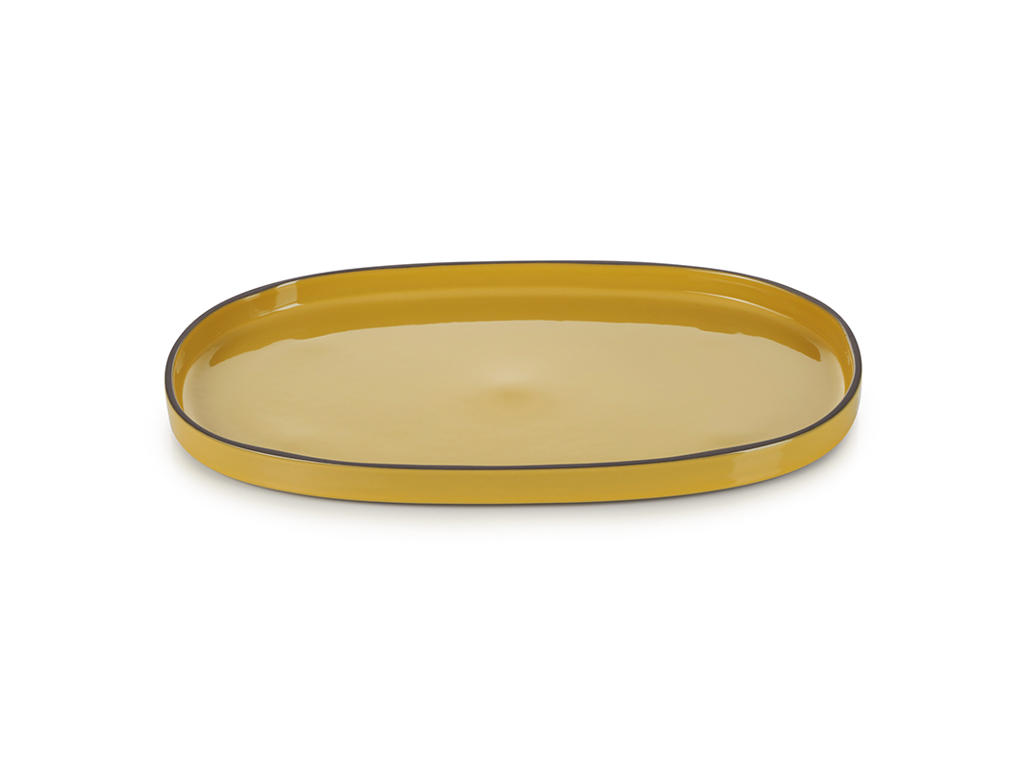 Plate Oval 35.5x22 cm Yellow Caractere
