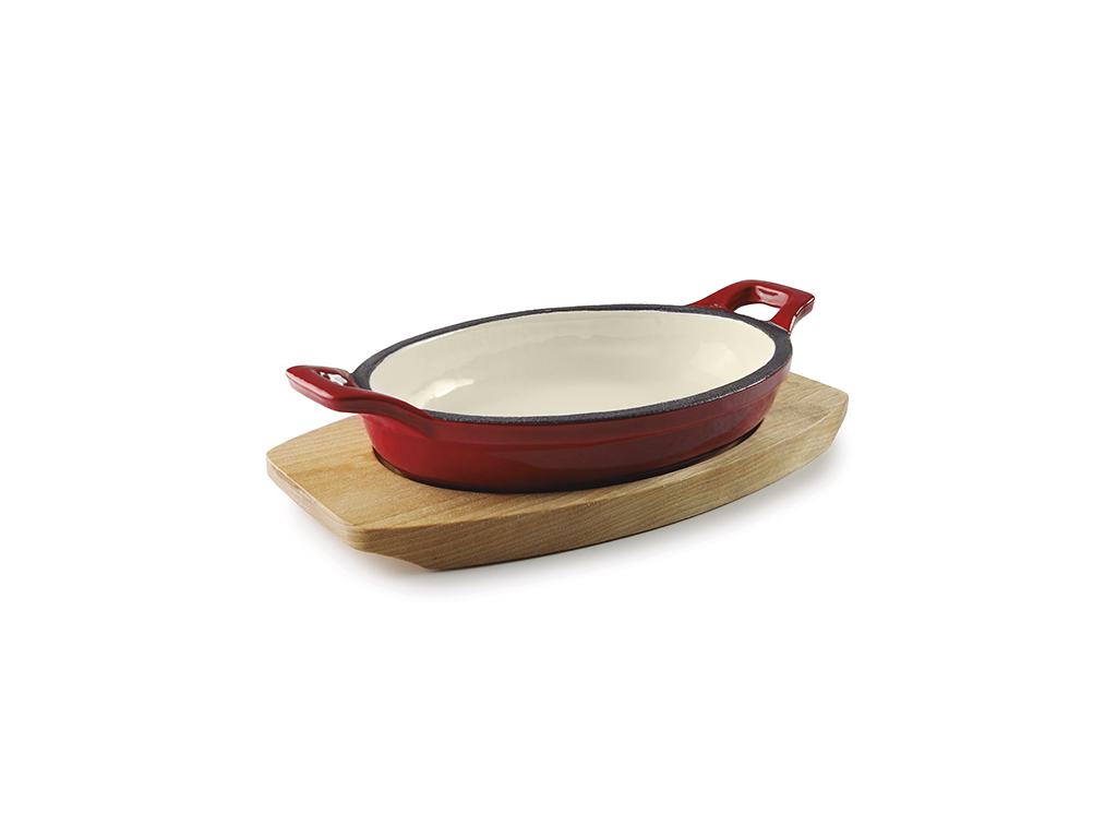 Frying pan cast iron 17.5x12.5 Red