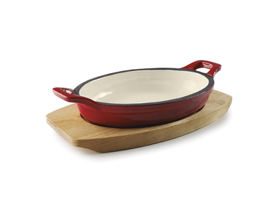 Frying pan cast iron 17.5x12.5 Red