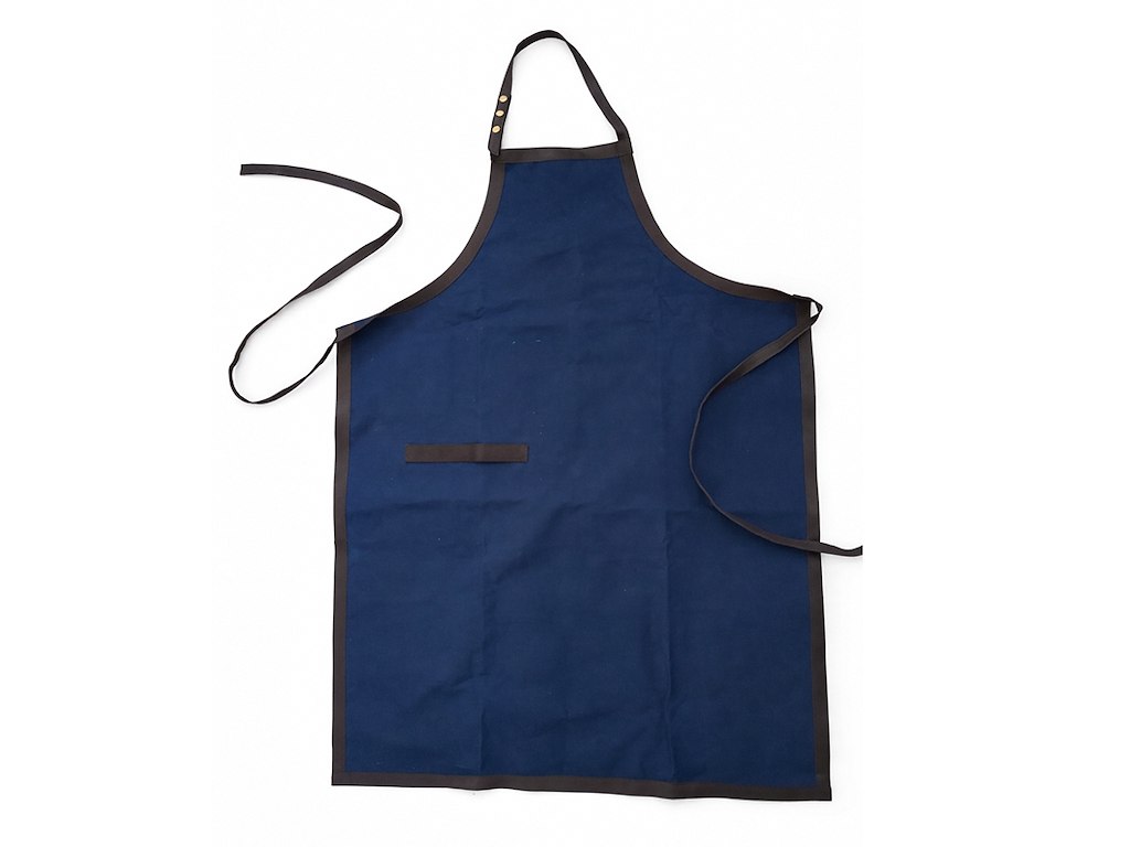 Forklæde Kanvas Blå m. Læderstrop/Kant