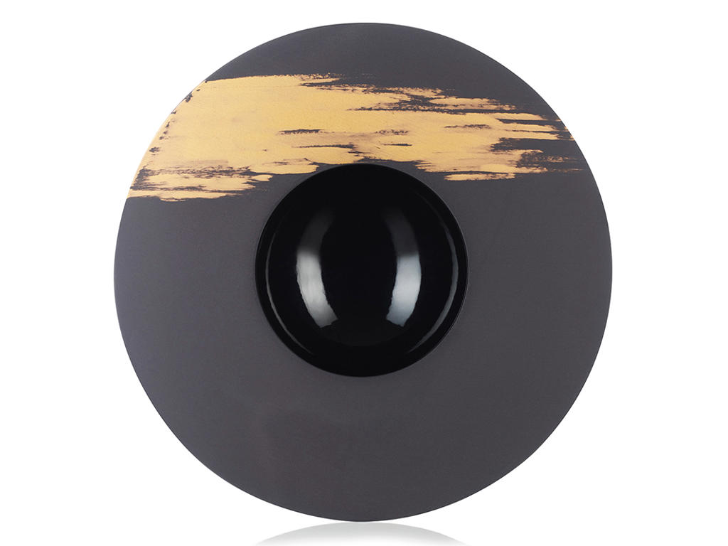 Plate Deep Ø30cm Sphere Black/Gold