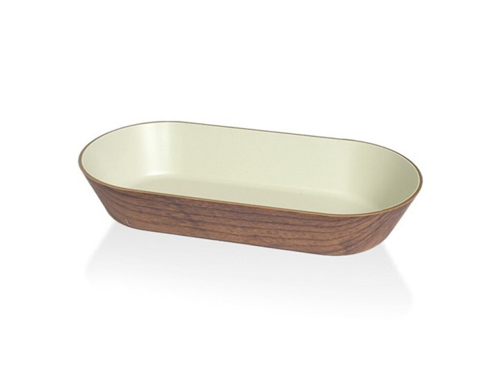 Bowl Snack Oval 24x13 cm Woodlook/White