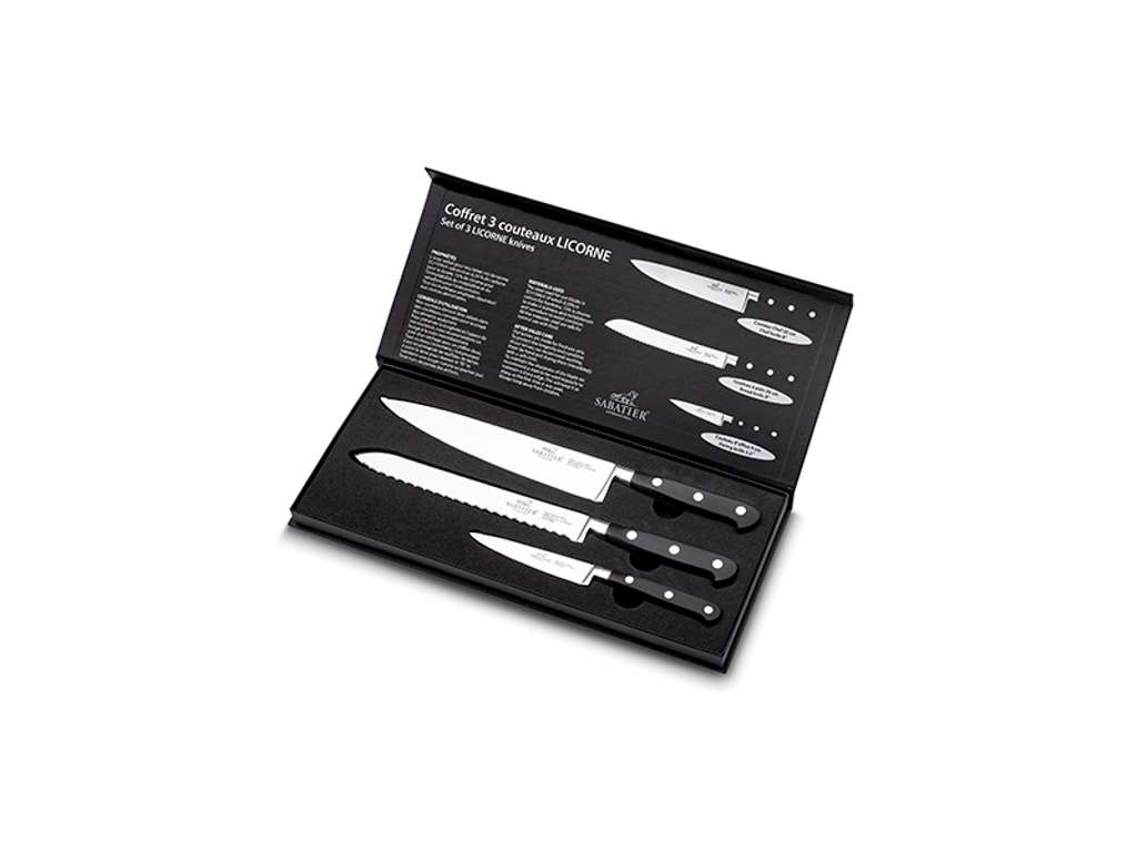 Knife set Lion Sabatier 3 pieces Steel/Black