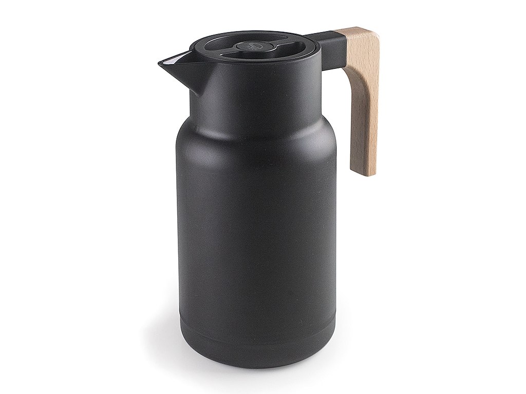 Termokande Sort m/træ håndtag 1 ltr