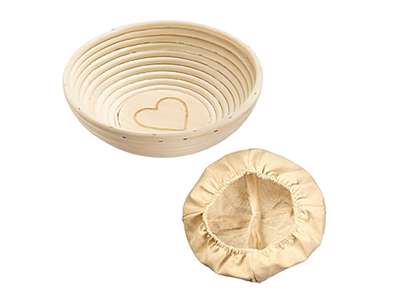 Raising basket round with heart and cloth fabric