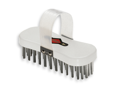 Steel brush, meat processing, Willy Peitz, 18.5x7.5 cm, white
