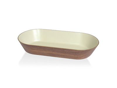 Bowl Snack Oval 33x18 cm Woodlook/White