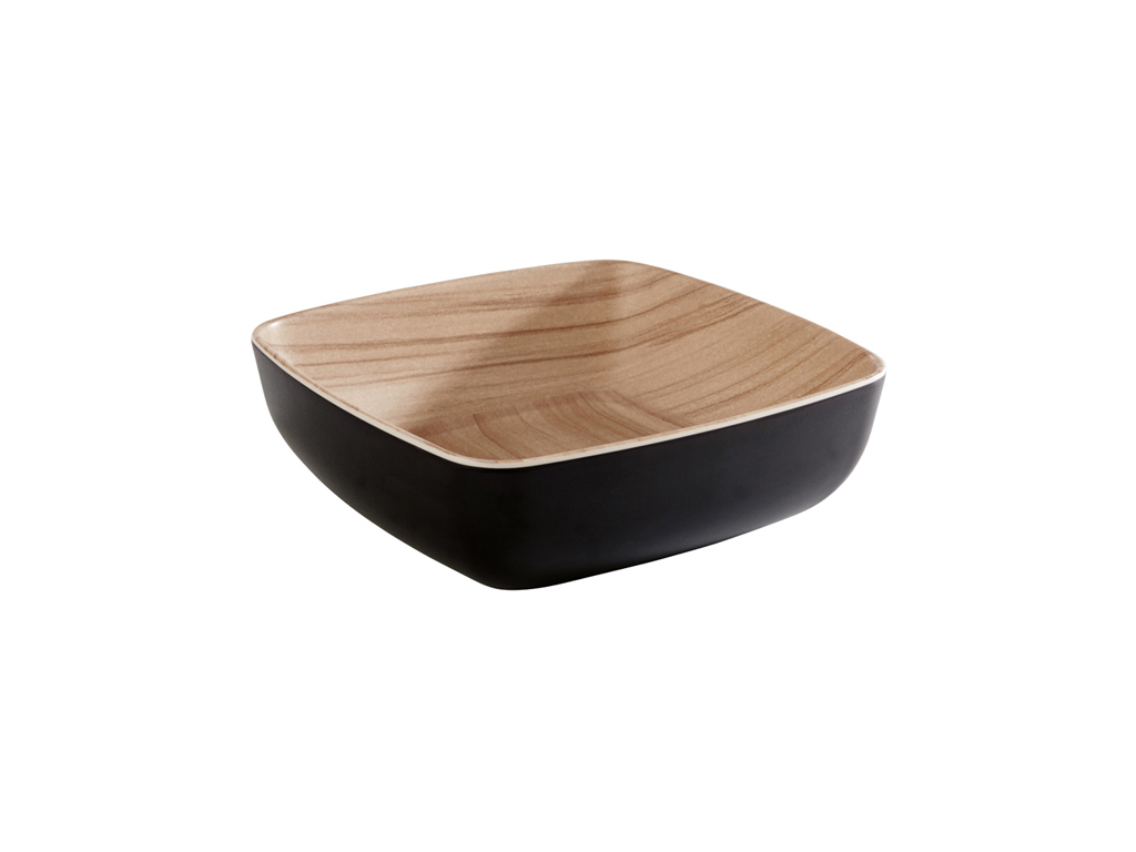 Bowl Melamine black/wood look 16.5x16.5 cm