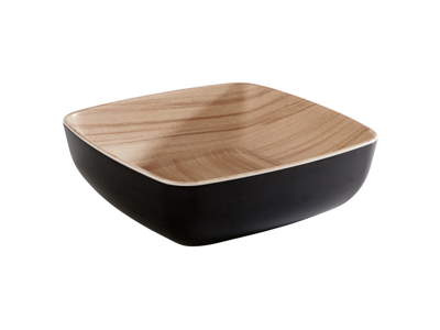 Bowl Melamine black/wood look 16.5x16.5 cm