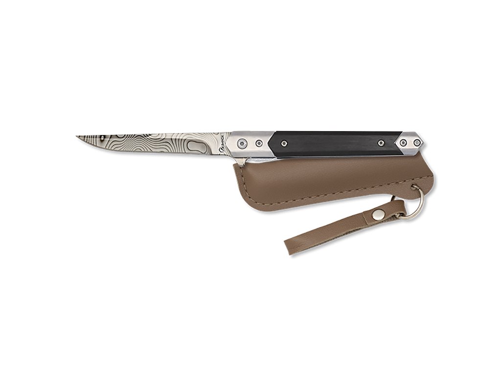 Pocket knife Damascus 71 layers 9.3 cm Dark tr