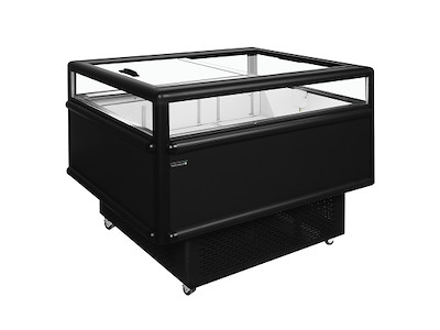 Refrigerated Counter Impulse Black with Glass Sides/Sliding Door