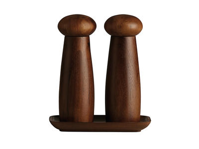 Raw Grinder Set with Tray Dark Wood