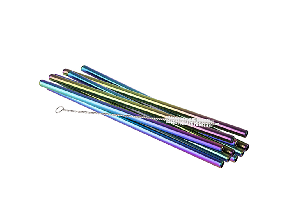Straws 10 pcs 21.5 cm Ø 8 cm Rainbow look