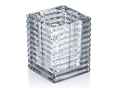 Candle holder 7.5x7.5x9.5 cm Glass Cube Smoke G