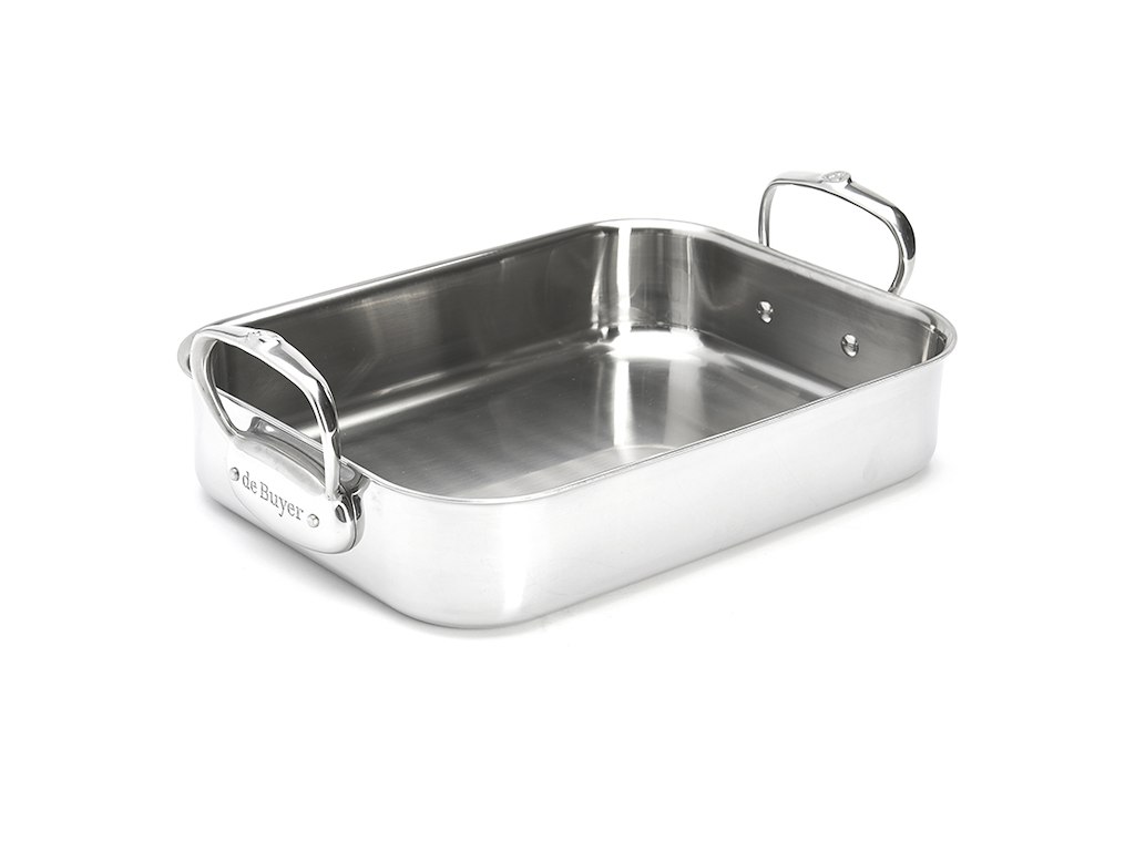 De Buyer Affinity oven roasting pan in stainless steel, 35x25 cm