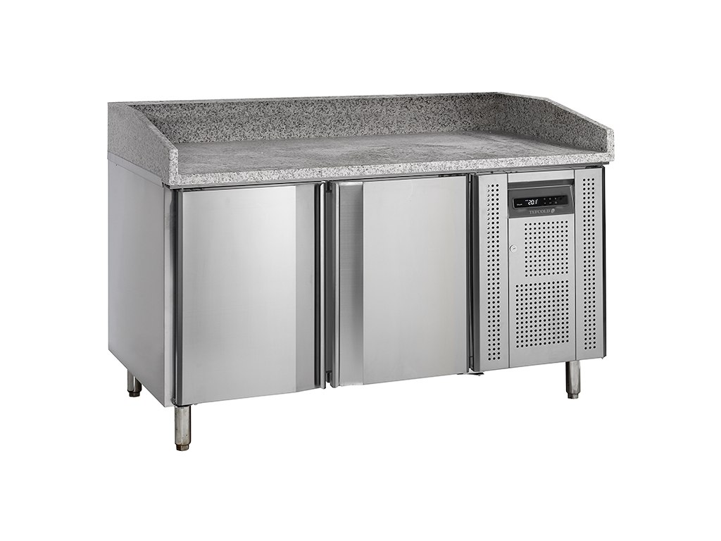 Pizza table 2 doors w/back edge 370 ltr