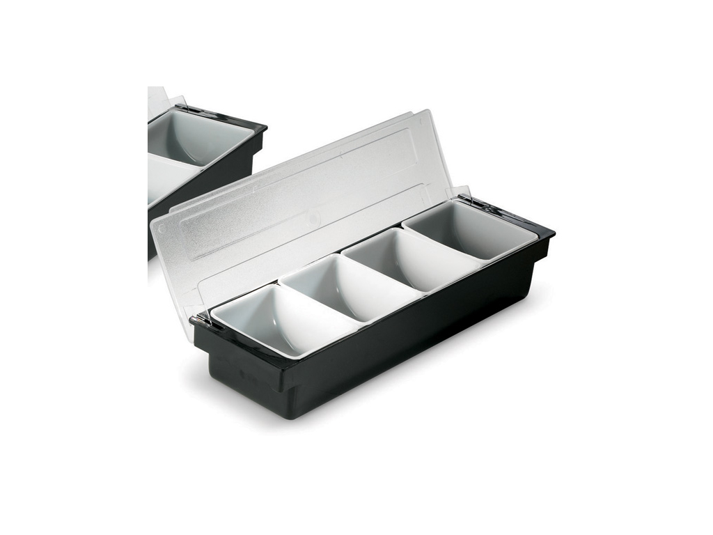 Container with 4 compartments and lid black