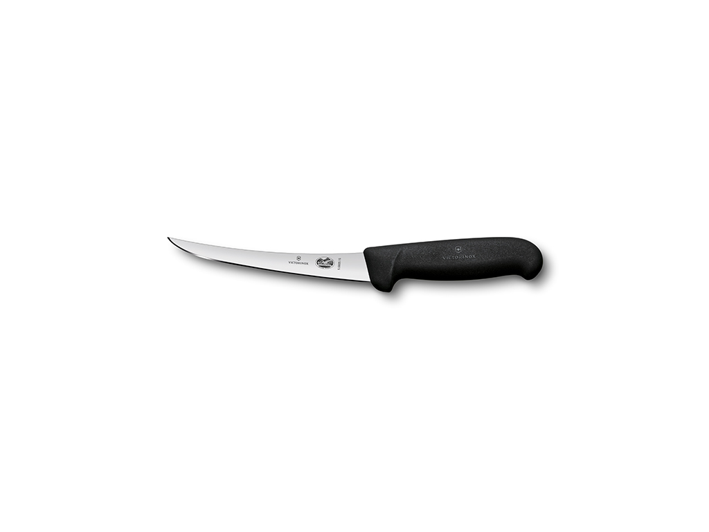 Boning knife, 15 cm, Victorinox Fibrox, black, slim, with curve