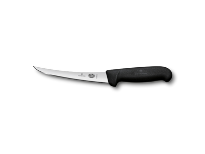 Boning knife, 15 cm, Victorinox Fibrox, black, slim, with curve