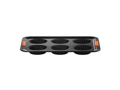 Baking Tray - Carbon Steel - Black - 39x27cm - 6 Holes