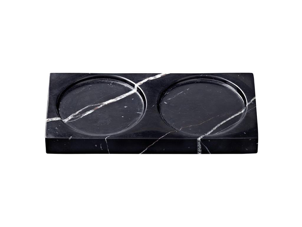 Tray with Marble - Black - 15cm
