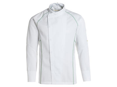 Kentaur Chef Jacket Unisex White with Green Flatlock