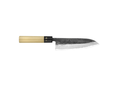 Tojiro Chef Knife, 17 cm, hand-forged, damasked, wooden handle