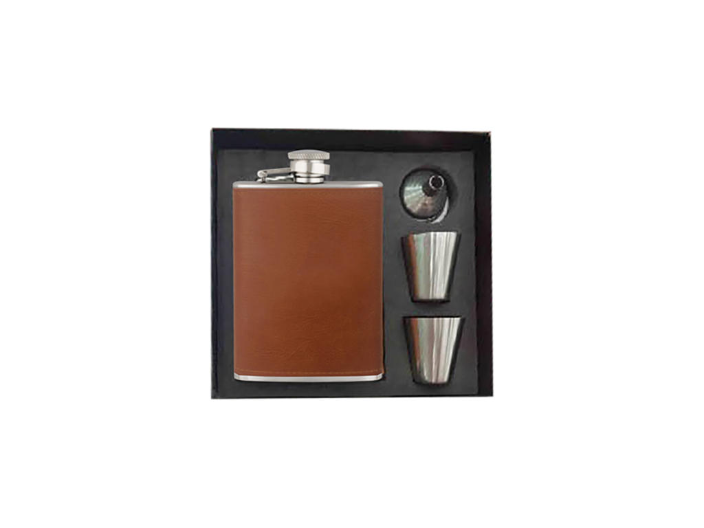 Hip flask 225 ml RF with leather gift box