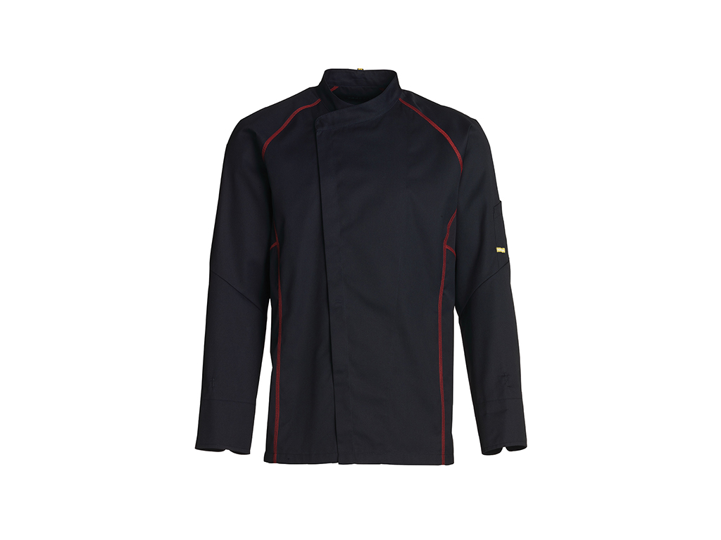 Kentaur Chef Jacket Unisex Black with Red Flatlock