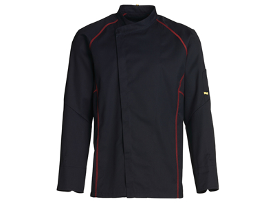 Kentaur Chef Jacket Unisex Black with Red Flatlock