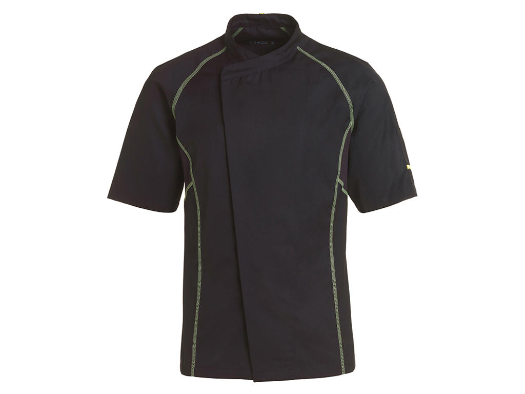Kentaur Chef Jacket Unisex Black with lime flatlock