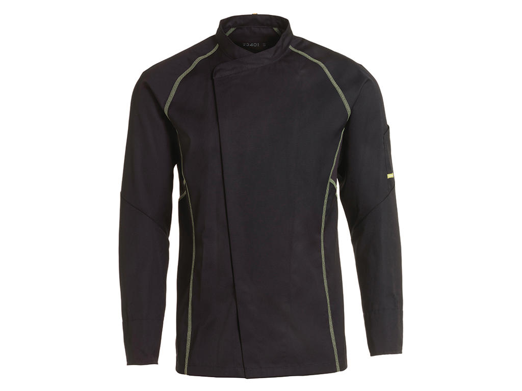 Kentaur Chef Jacket Unisex Black with lime flatlock