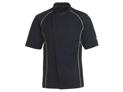 Chef jacket black with lime flatlock XXL