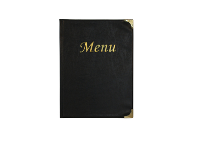 Menu card A4 black 2 displays/8 pages Basic