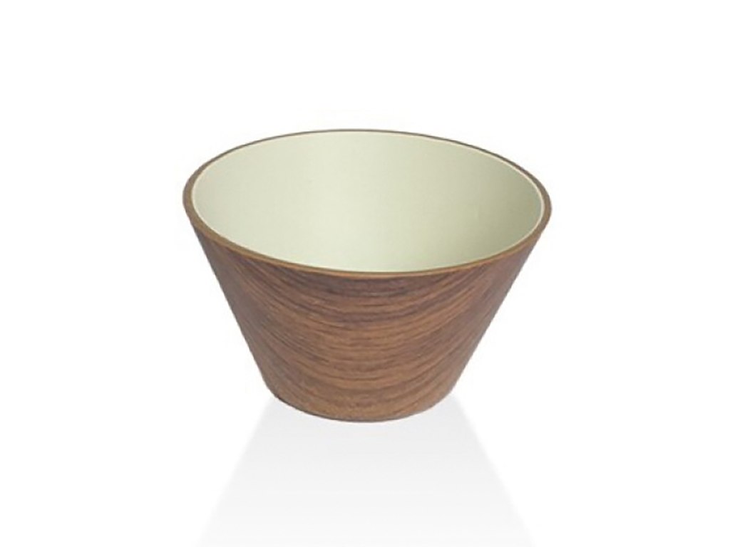 Bowl Snack Ø9 cm Wood look/White