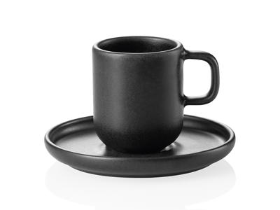 Black Stoneware Espresso Cup 90ml - 5.5cm - Saucer 11.5cm