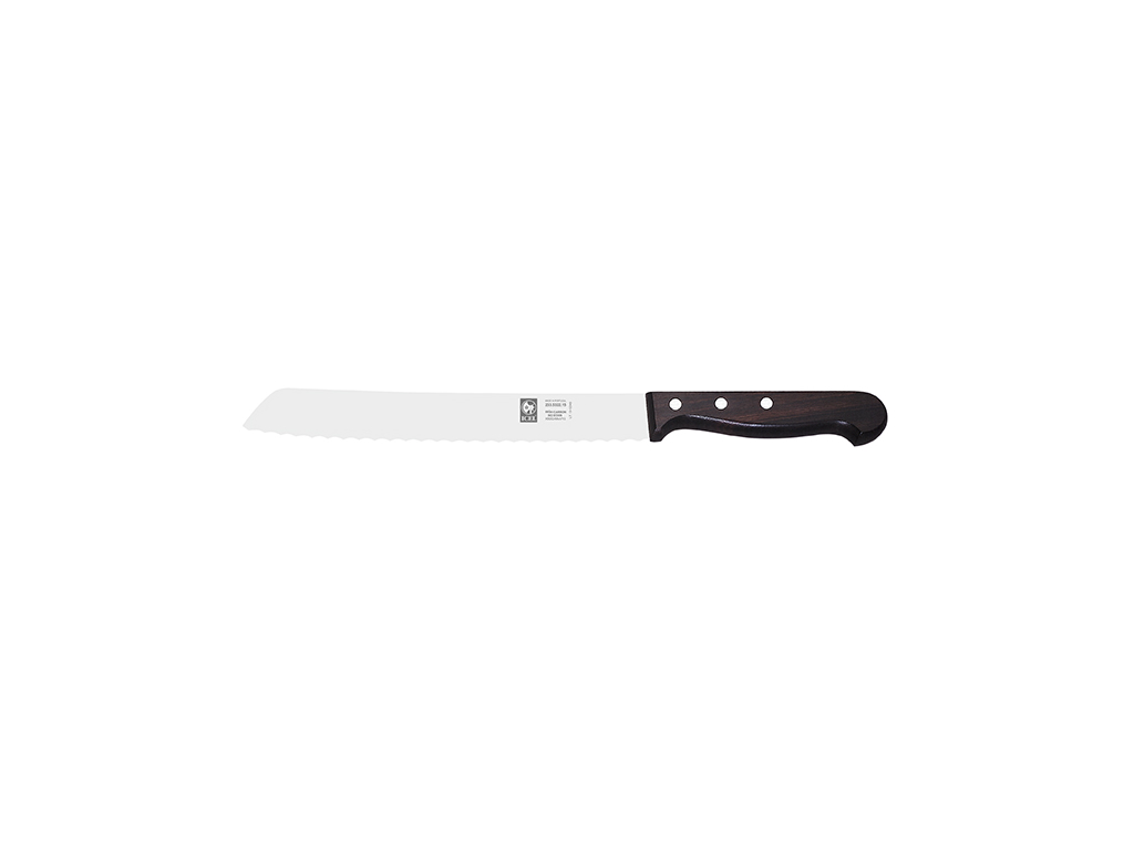 Bread Knife - Stainless Steel - Wooden Handle - 18cm - Serrated Edge - Brown