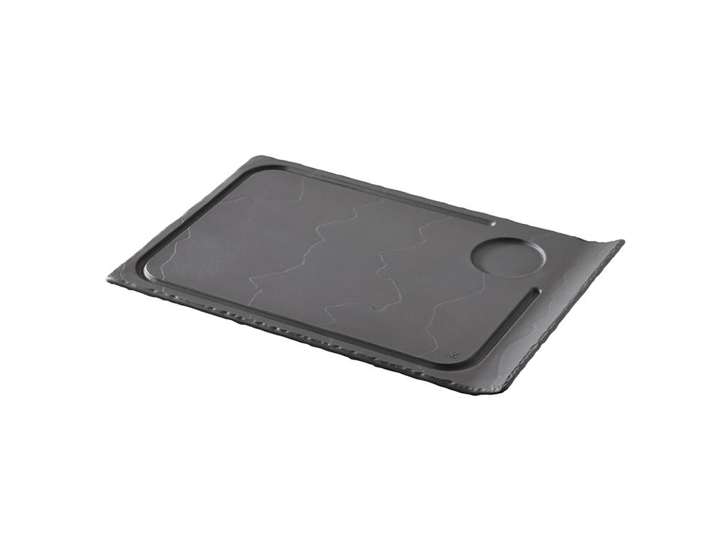 Plate with 1 handle 33x22 cm Unglazed Black Basalt