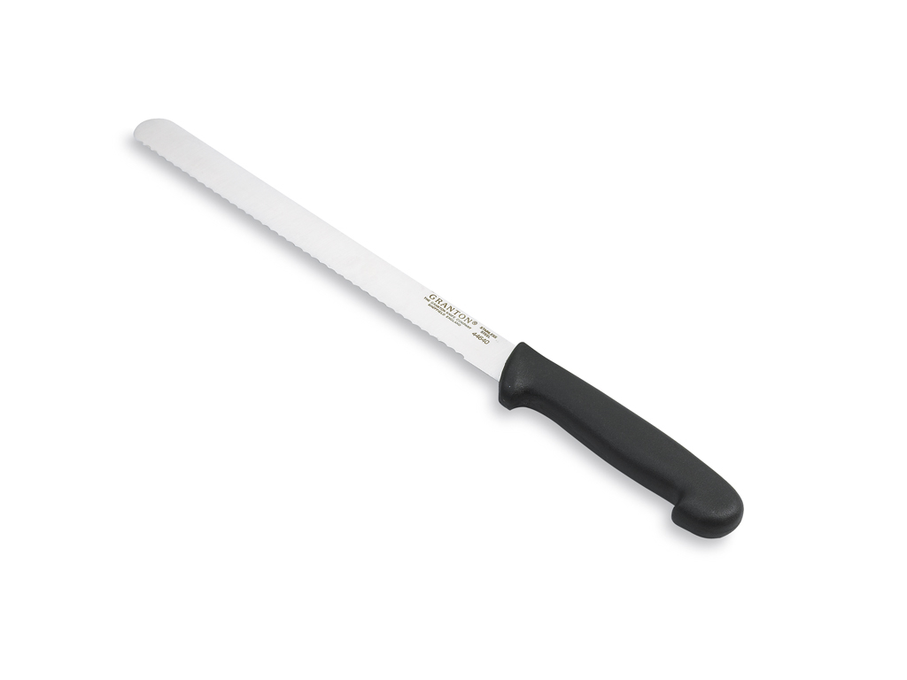 Bread knife, 25 cm, Granton, Black