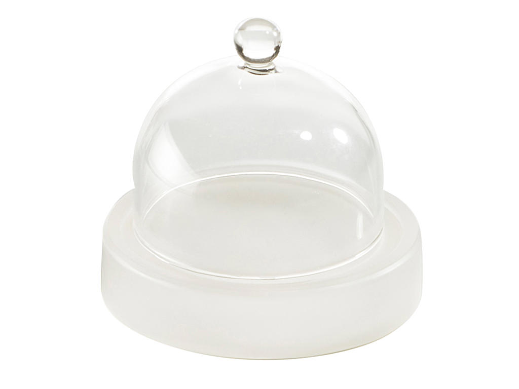 Butter dish with glass dome 9 cm White Mealplak