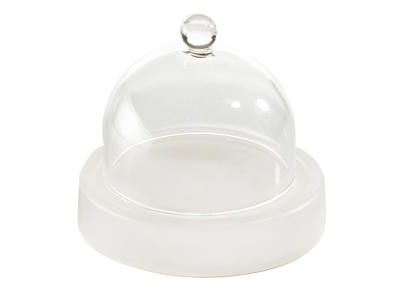 Butter dish with glass dome 9 cm White Mealplak