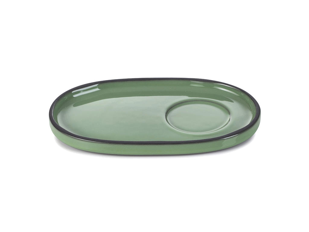Saucer Oval 13.5x8 cm Green Caractere