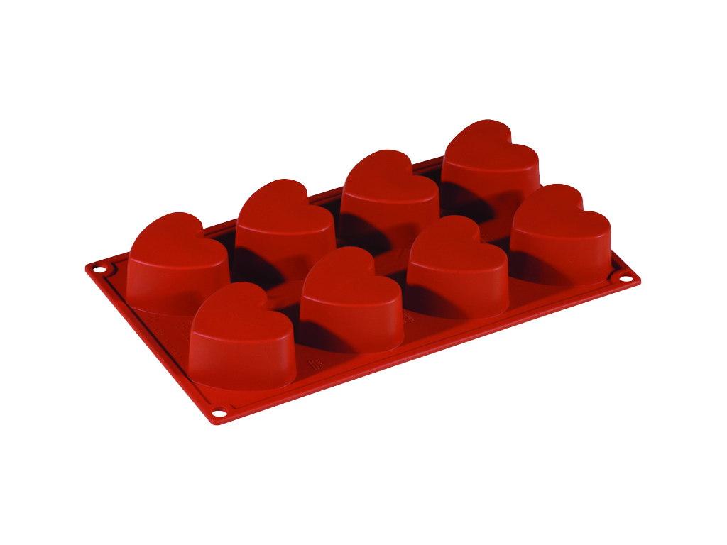 Baking Mold Silicone 1/3 GN, 8 hearts