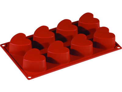 Baking Mold Silicone 1/3 GN, 8 hearts