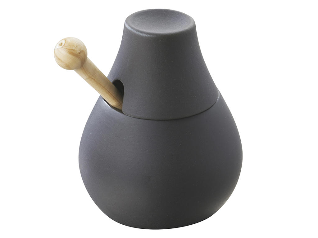 Mustard pot with spoon 15 cl Slate Liquid