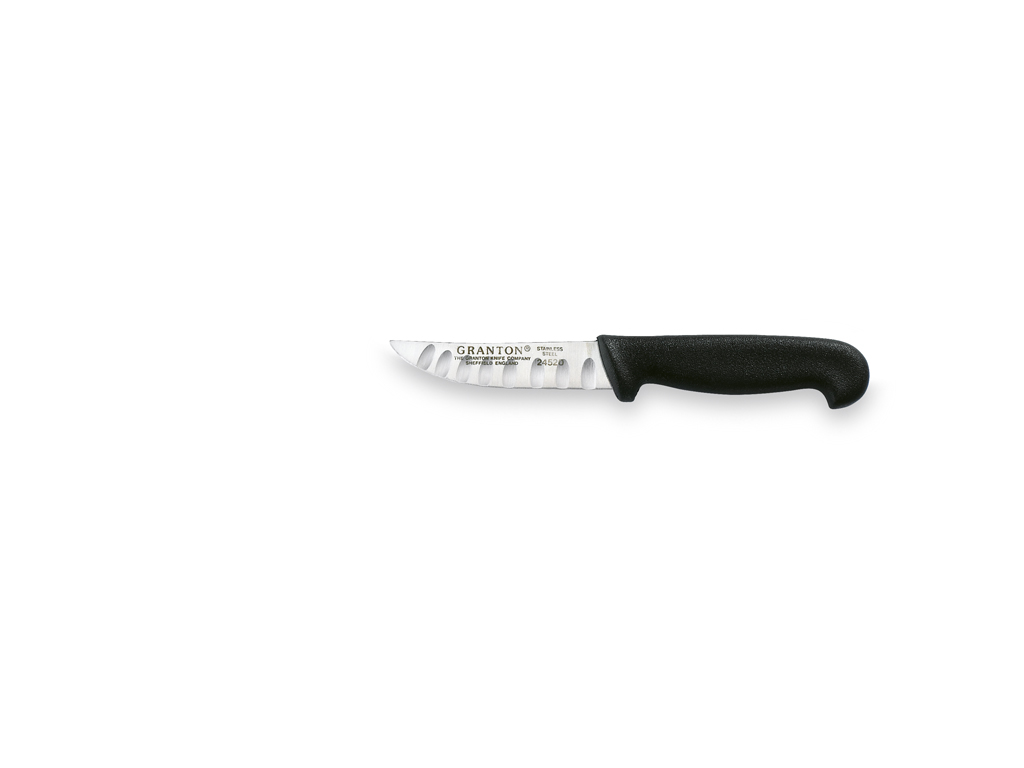 Herb knife, 10 cm, Granton, Black, with air cut