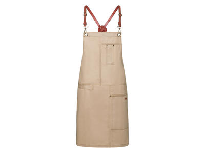 Apron Sand with leather strap 68x80 cm